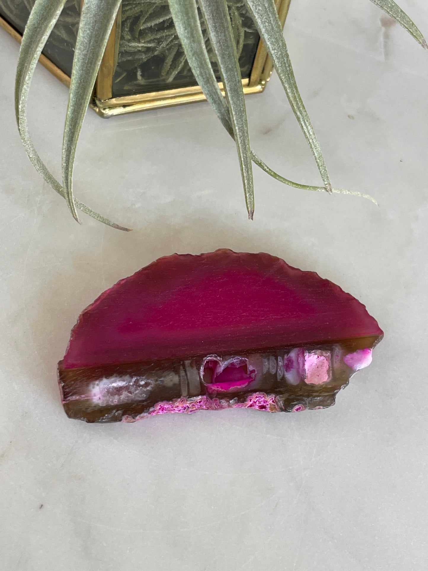 pink agate slice crystal slab gift