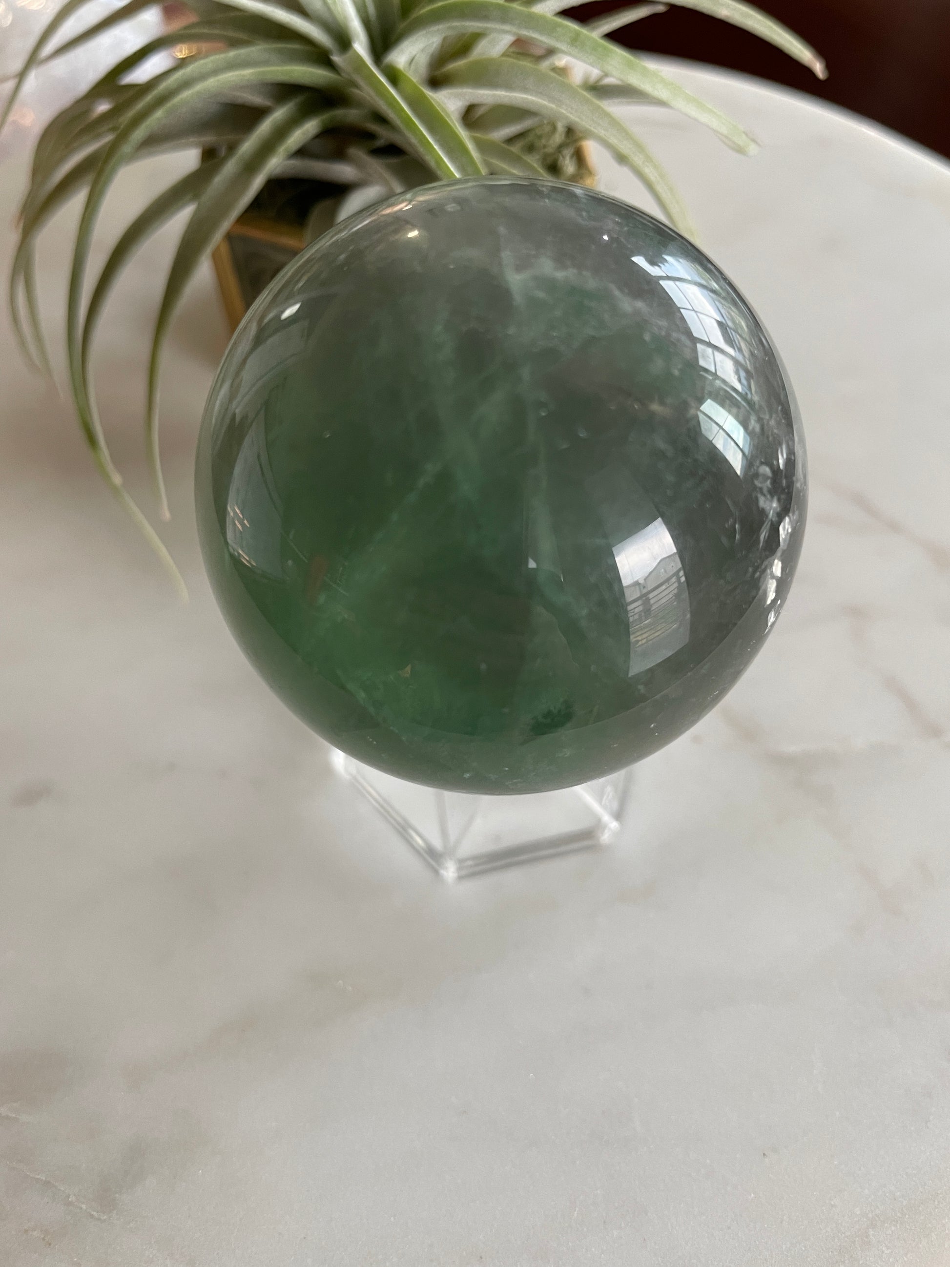 green fluorite crystal sphere natural home decor statement piece gift