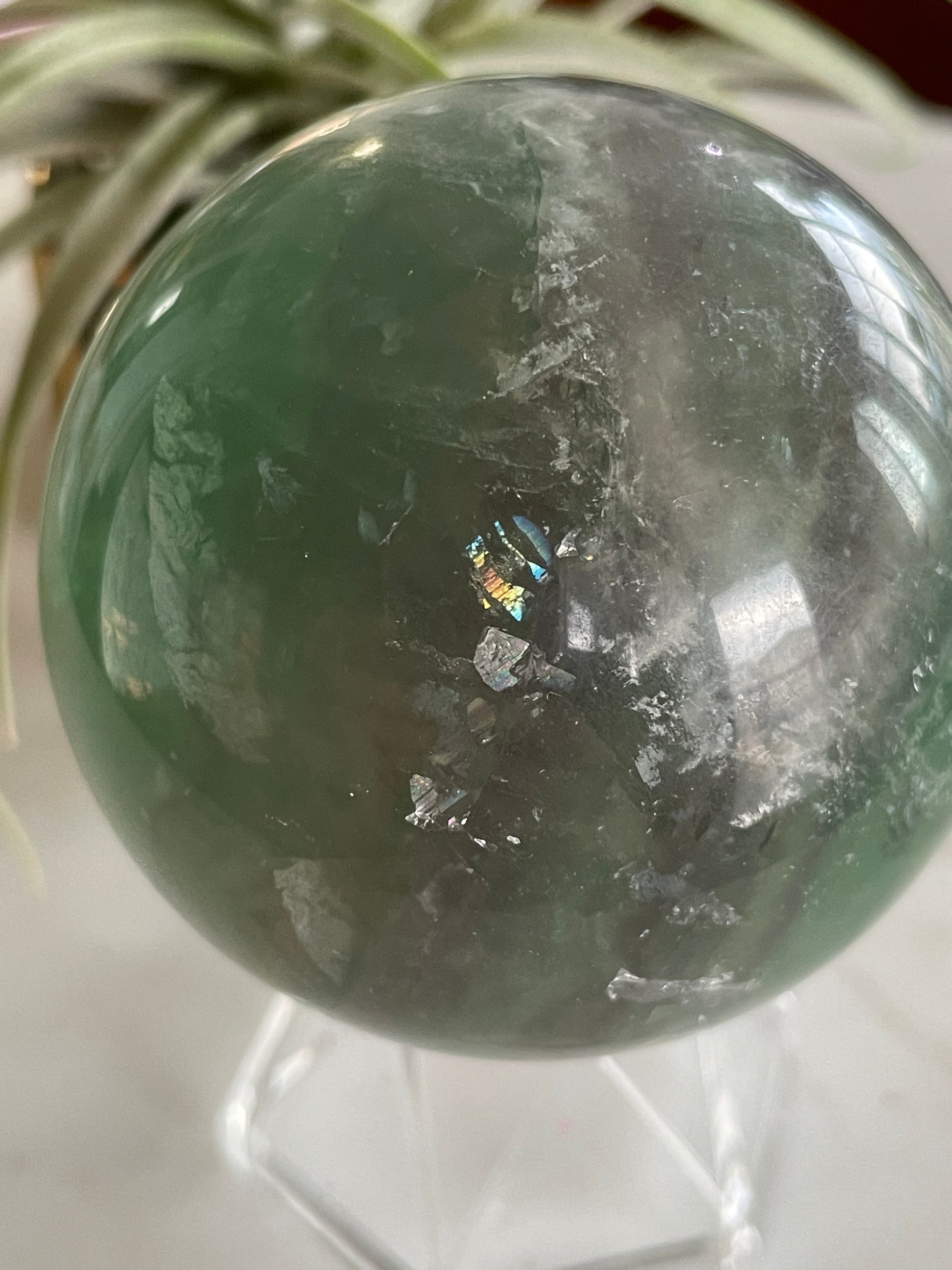 green fluorite crystal sphere natural home decor statement piece gift