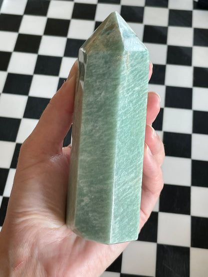 amazonite crystal tower blue green witchy gift natural home decor rocks minerals