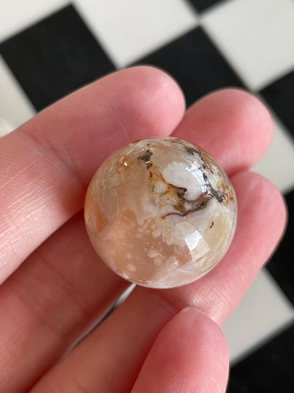 Mini Flower Agate Sphere Crystal Ball Natural Crystal Decor Healing Crystal Meditation Tool Home Decor Crystal Display Spiritual Gift 0.5 Inch Natural Flower Agate Crystal Stocking Stuffer