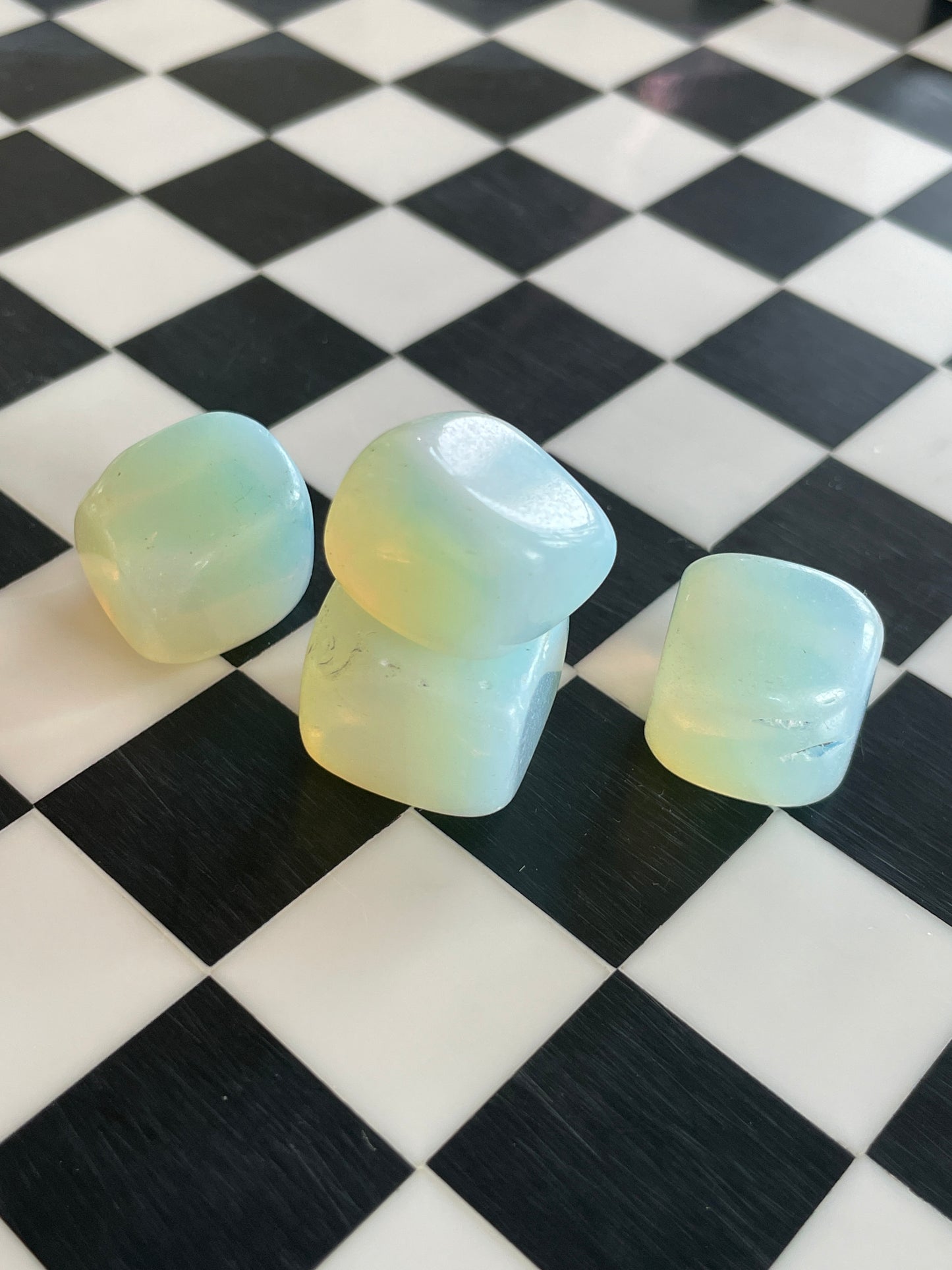 One (1) Opalite Hand Carved Crystal Freeform Cube