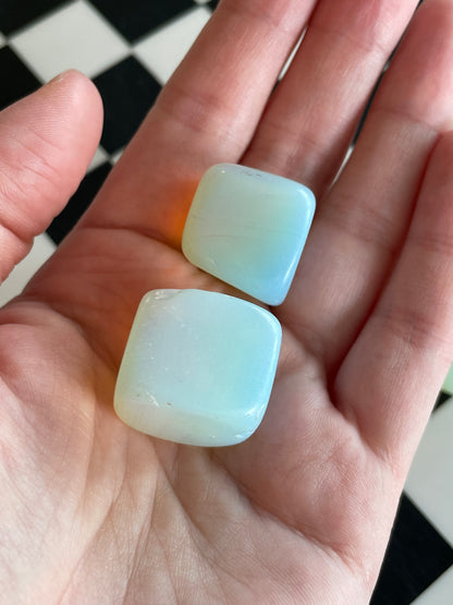 One (1) Opalite Hand Carved Crystal Freeform Cube