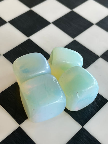 One (1) Opalite Hand Carved Crystal Freeform Cube