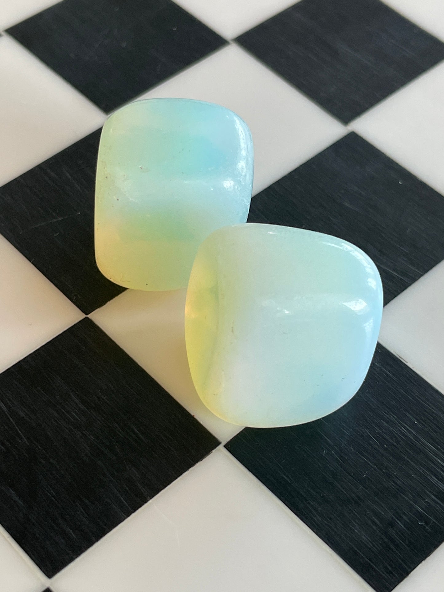 One (1) Opalite Hand Carved Crystal Freeform Cube