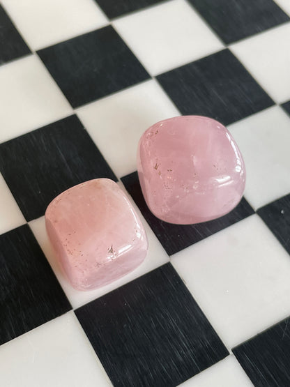 One (1) Rose Quartz Hand Carved Crystal Cube