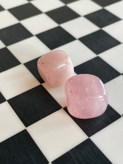 One (1) Rose Quartz Hand Carved Crystal Cube