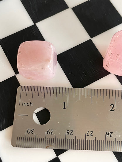 One (1) Rose Quartz Hand Carved Crystal Cube