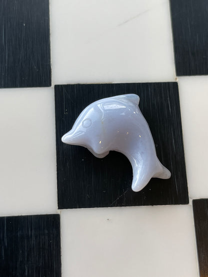 blue lace agate dolphin crystal carving hand carved crystal gift for friend spiritual gift rock minerals crystal point natural home decor altar piece healing crystal gift for witch ocean animal sea creature water 