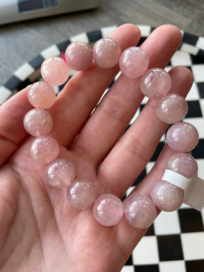 pink lavender rose quartz crystal bracelet hand carved crystal jewelry gift for friend spiritual gift rock minerals healing crystal gift for witch gift for girlfriend gift for wife