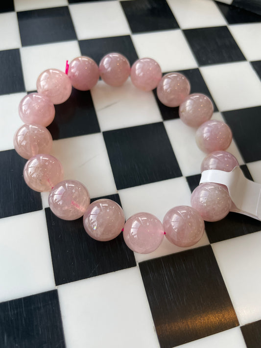 pink lavender rose quartz crystal bracelet hand carved crystal jewelry gift for friend spiritual gift rock minerals healing crystal gift for witch gift for girlfriend gift for wife