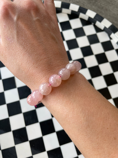 pink lavender rose quartz crystal bracelet hand carved crystal jewelry gift for friend spiritual gift rock minerals healing crystal gift for witch gift for girlfriend gift for wife