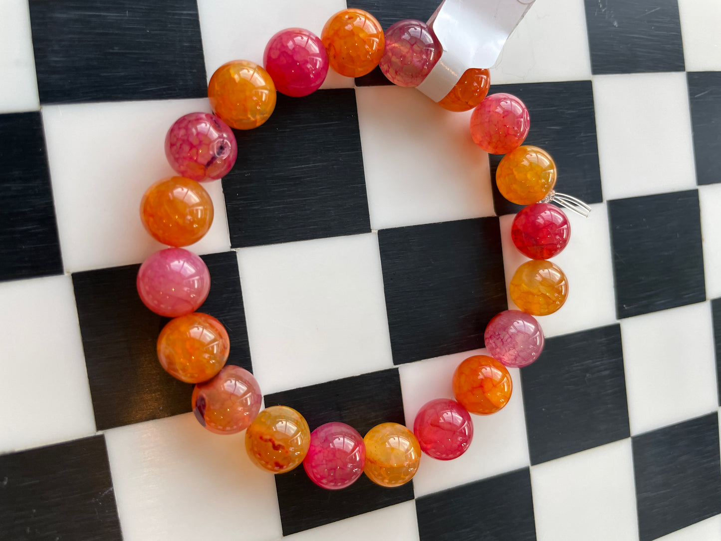 pink orange quartz crystal bracelet hand carved crystal jewelry gift for friend spiritual gift rock minerals healing crystal gift for witch gift for girlfriend gift for wife