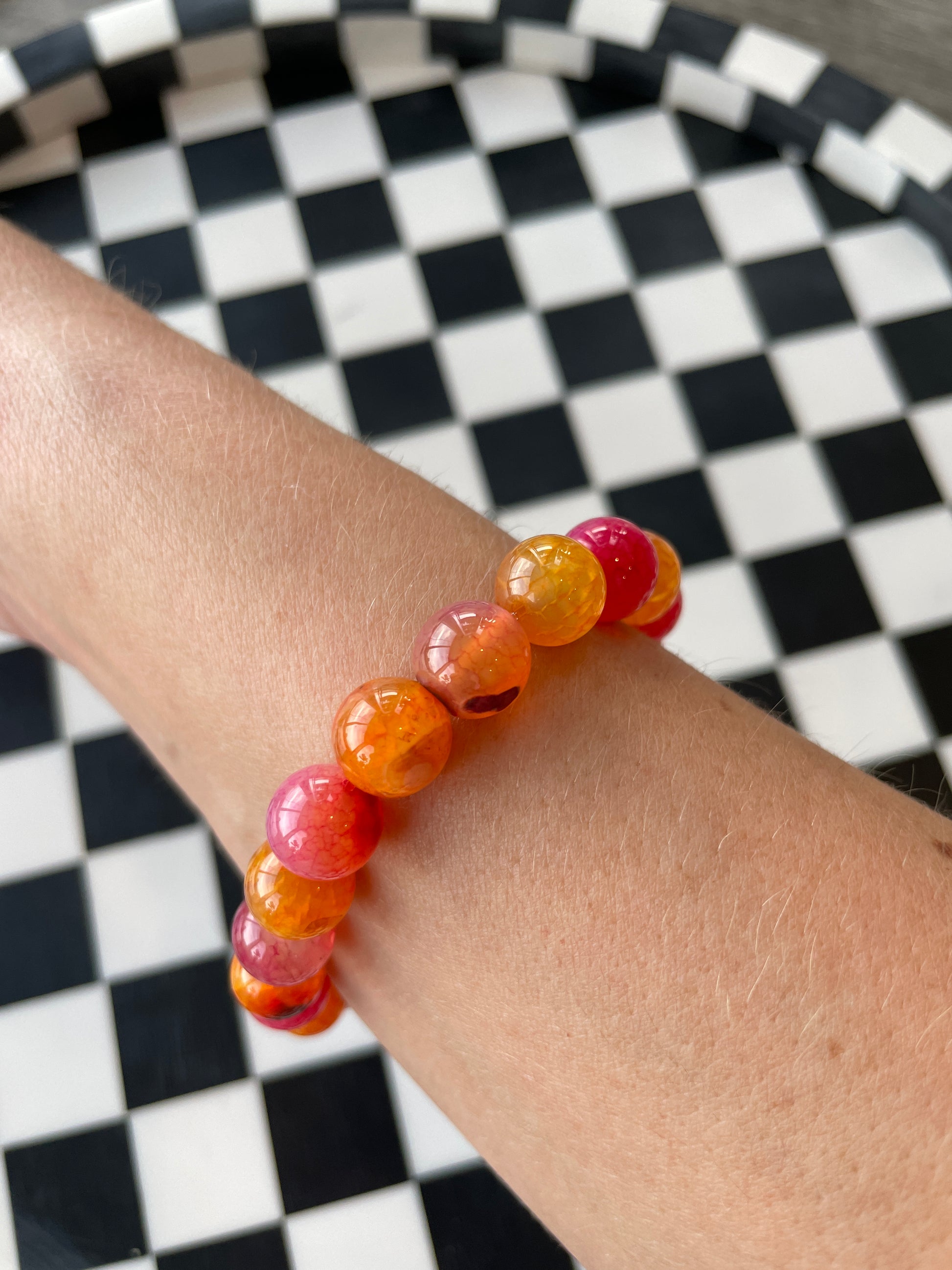 pink orange quartz crystal bracelet hand carved crystal jewelry gift for friend spiritual gift rock minerals healing crystal gift for witch gift for girlfriend gift for wife