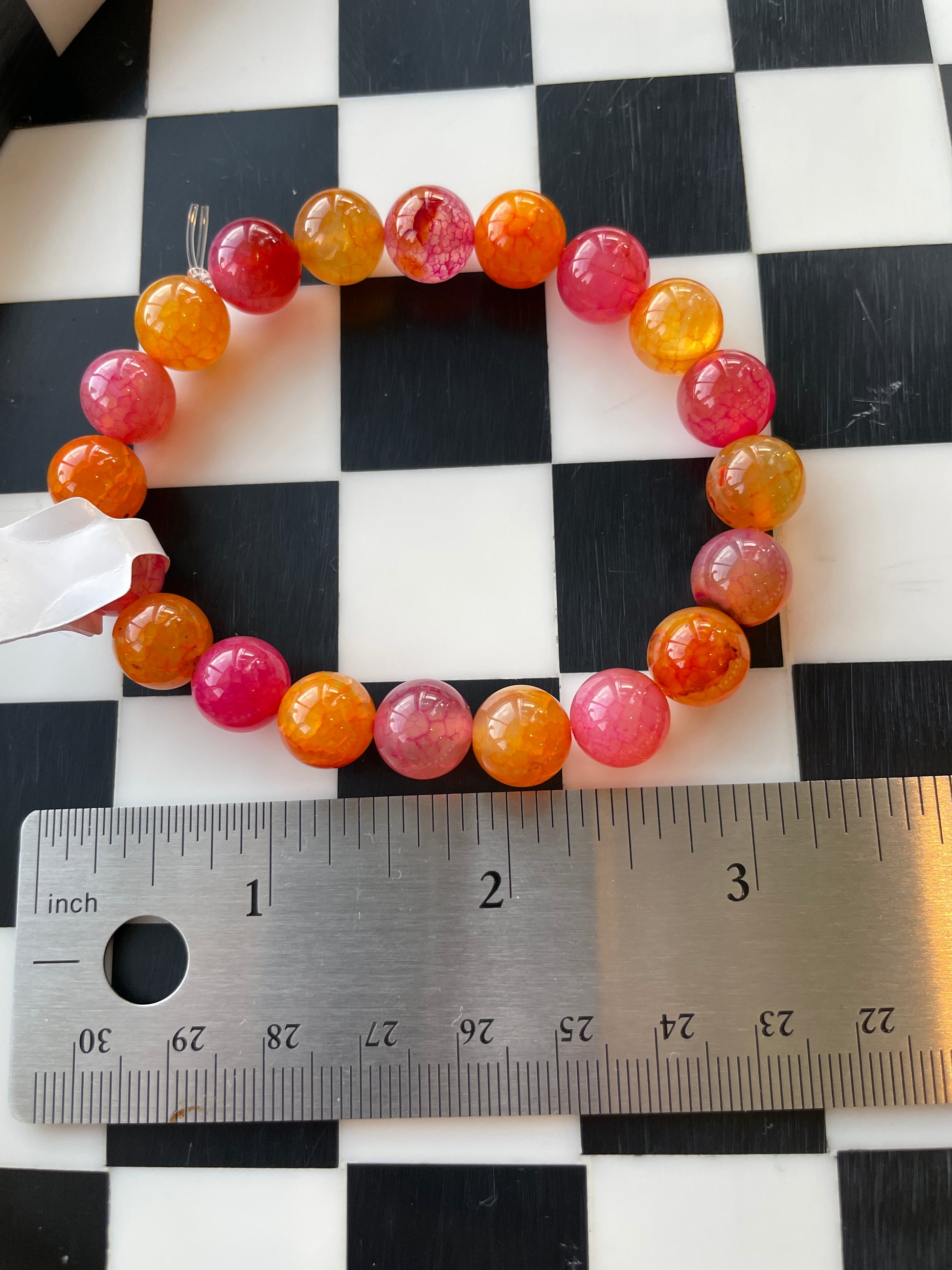 pink orange quartz crystal bracelet hand carved crystal jewelry gift for friend spiritual gift rock minerals healing crystal gift for witch gift for girlfriend gift for wife