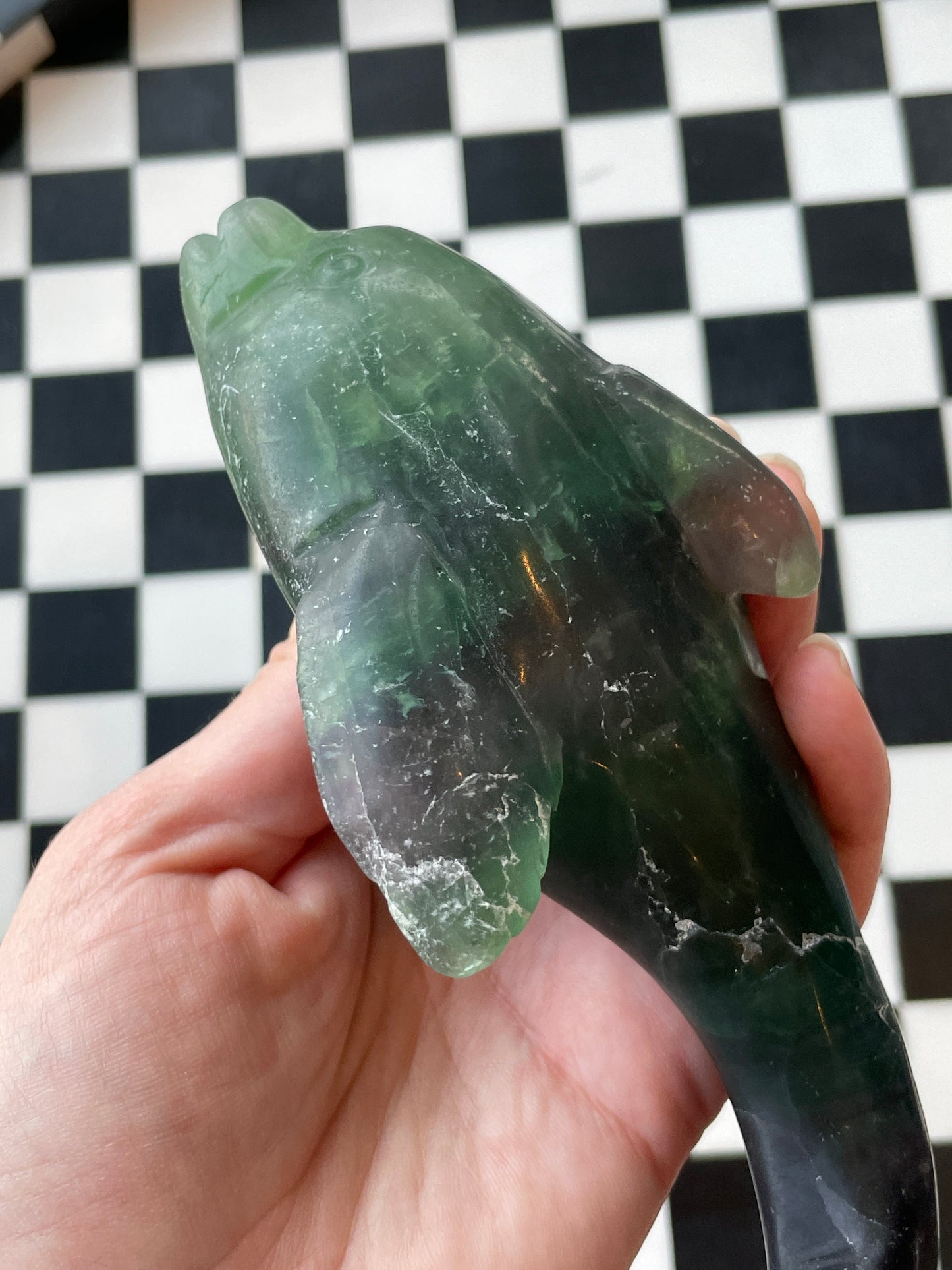 green fluorite crystal carving hand carved crystal gift for friend spiritual gift rock minerals crystal point natural home decor altar piece healing crystal gift for witch