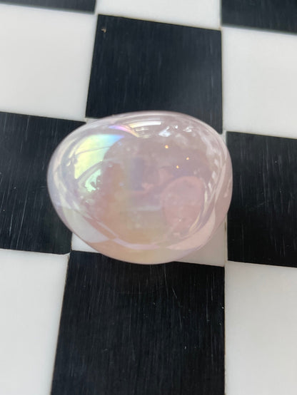 Aura Rose Quartz Tumble Stone Crystal Pink Healing Crystal Meditation Tool Rose Quartz Chakra Stone Rainbow Crystal Spiritual Gift 1 inch Heart Chakra Stone Pink Polished Rainbow Gemstone