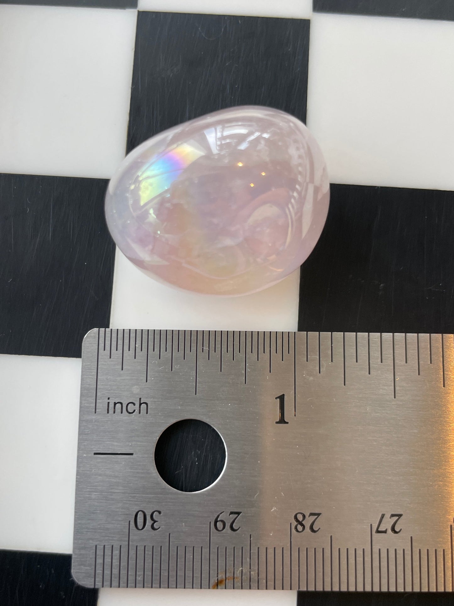 Aura Rose Quartz Tumble Stone Crystal Pink Healing Crystal Meditation Tool Rose Quartz Chakra Stone Rainbow Crystal Spiritual Gift 1 inch Heart Chakra Stone Pink Polished Rainbow Gemstone