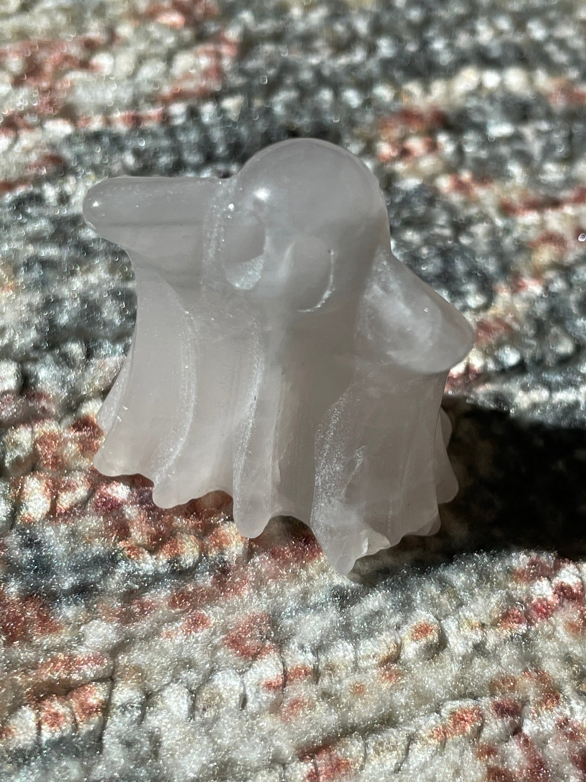 calcite ghost figurine spooky crystal carving gift for halloween lover