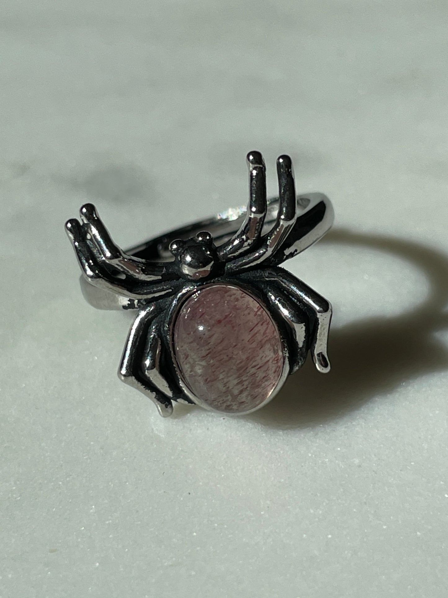 spider ring crystal jewelry strawberry quartz ring adjustable ring spider jewelry gift