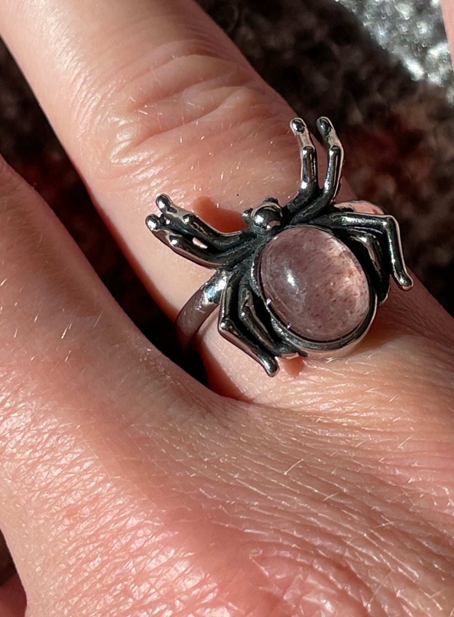 spider ring crystal jewelry strawberry quartz ring adjustable ring spider jewelry gift