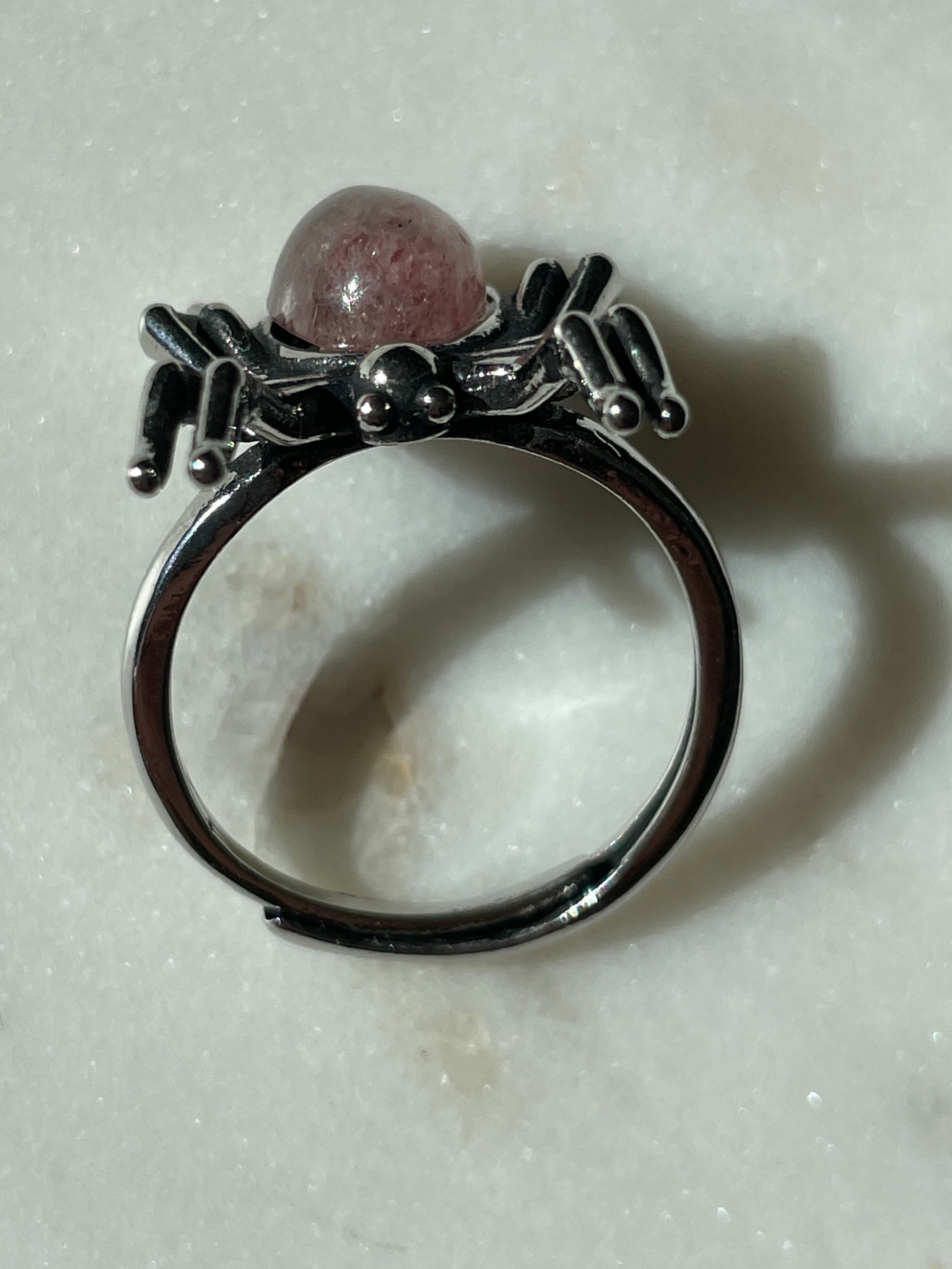 spider ring crystal jewelry strawberry quartz ring adjustable ring spider jewelry gift