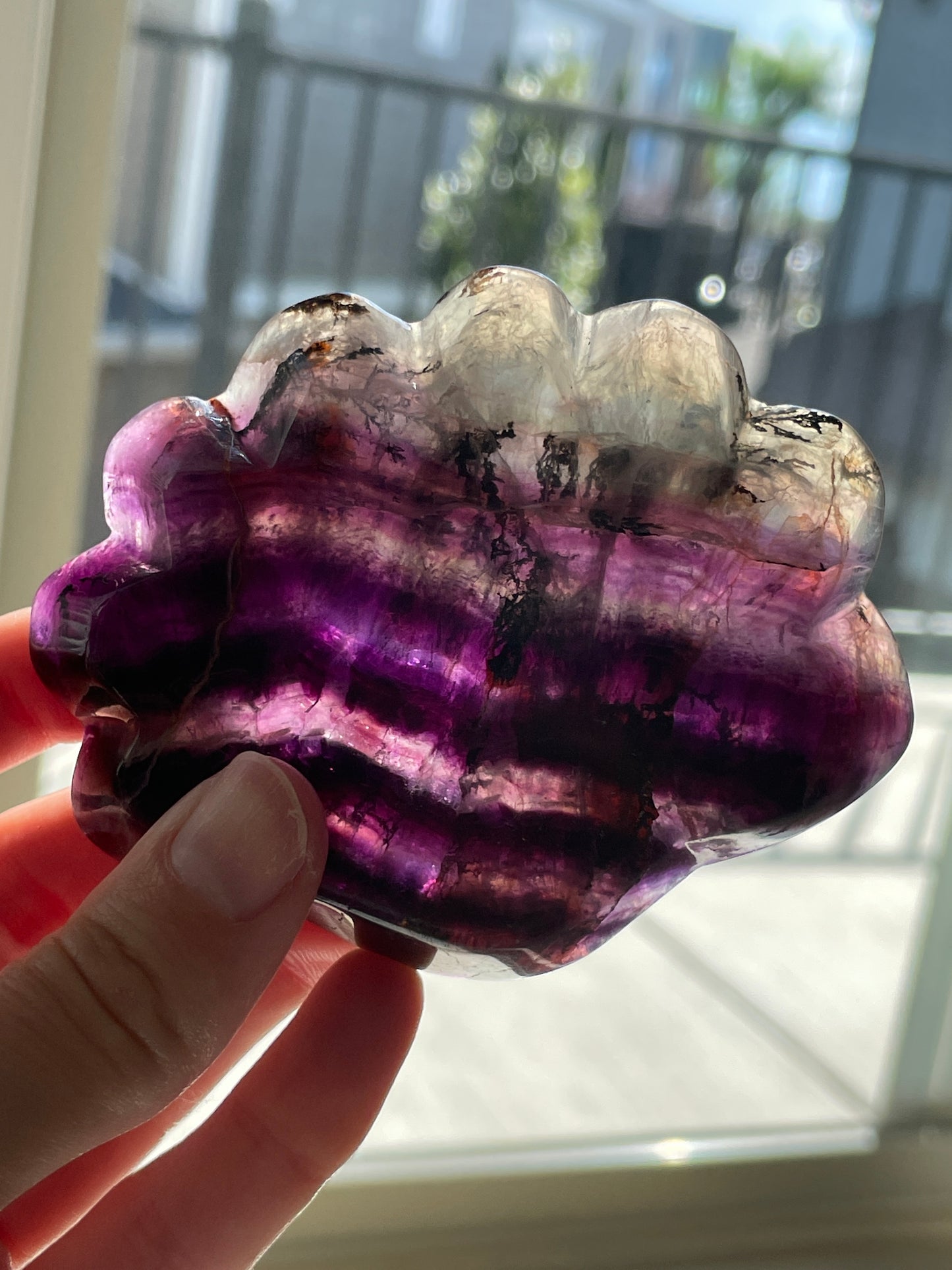 fluorite bowl fire quartz crystal purple pink crystal home decor sea shell dish ocean magic altar piece cancer gift for pisces ocean aesthetic