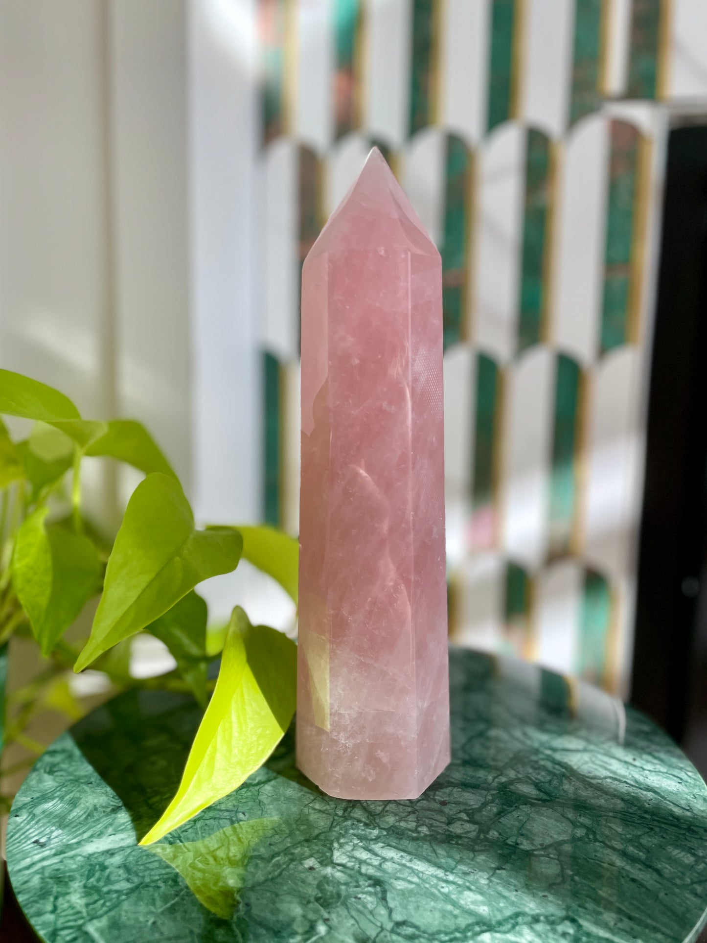 Rose Quartz Tower Statement Piece Pink Crystal Decor Healing Crystal Meditation Tool Home Decor Crystal Display Spiritual Gift 9 inch