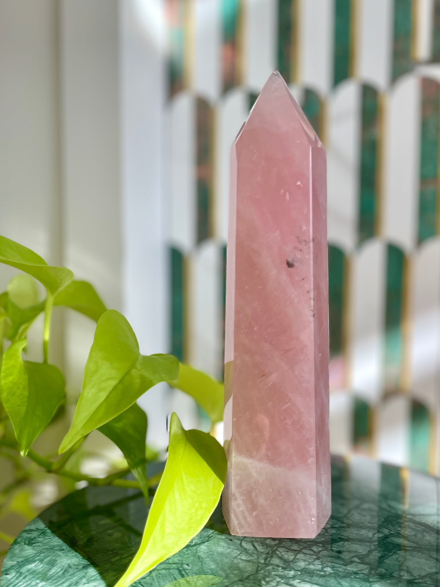 Crystal Tower Rose Quartz Obelisk Heart Chakra Crystal Love Stone Crystal Healing Energy Healing Meditation Aids Natural Rose Quartz 9 inch