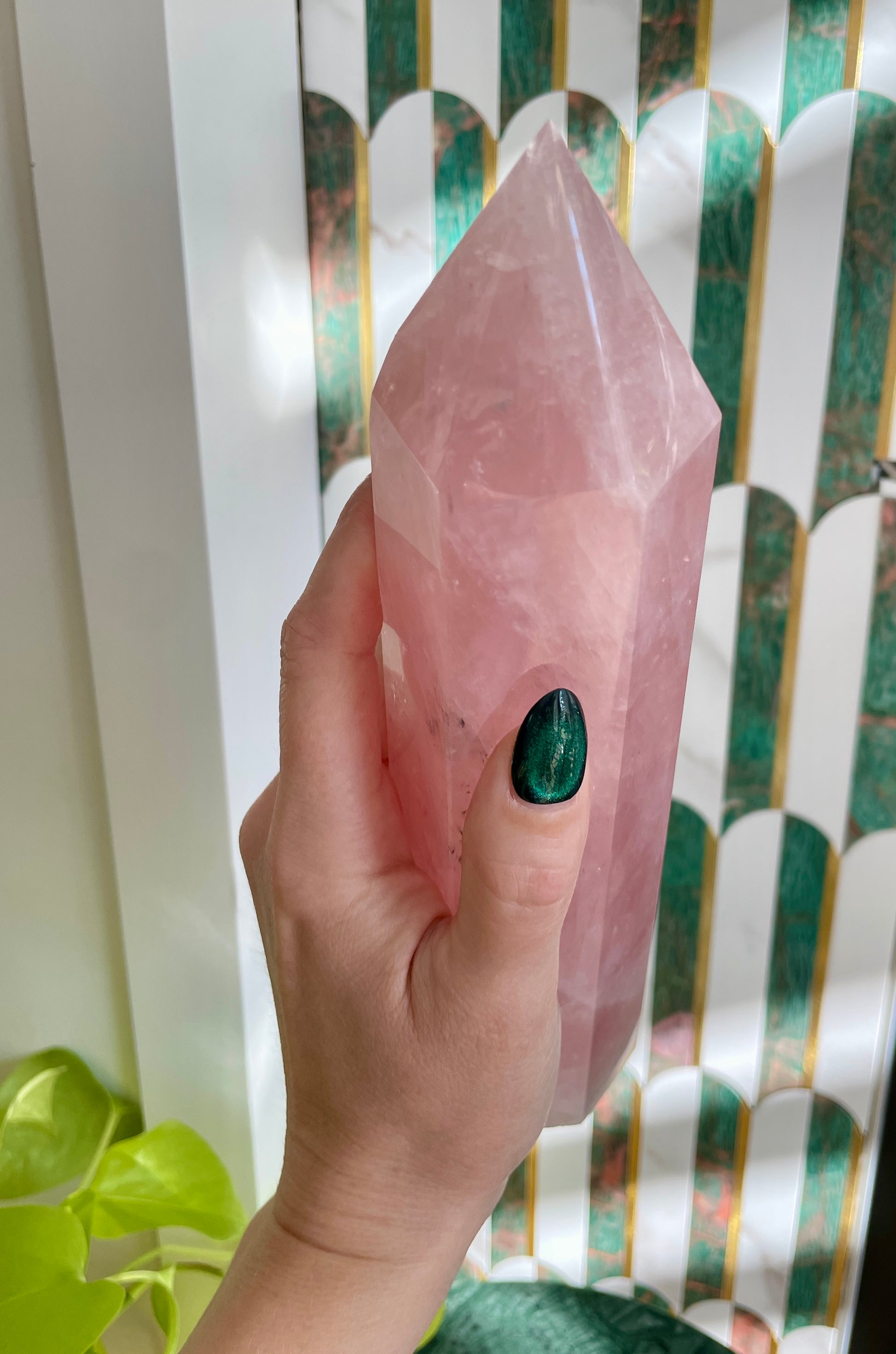 9 inch Rose Quartz Tower Crystal Statement Piece Home Decor Spiritual Gift Meditation Tool Love Stone Heart Chakra Crystal Natural Rose Quartz