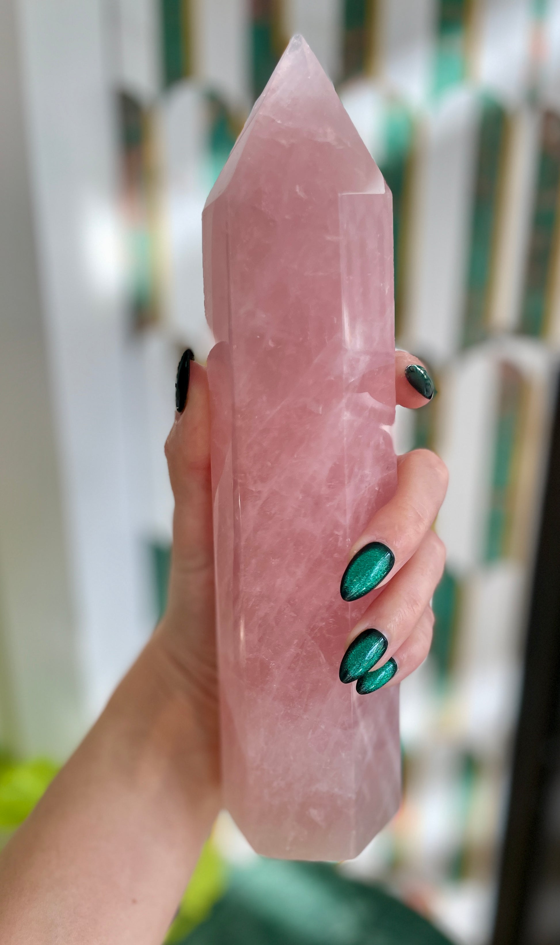 9 inch Rose Quartz Tower Crystal Statement Piece Home Decor Spiritual Gift Meditation Tool Love Stone Heart Chakra Crystal Natural Rose Quartz