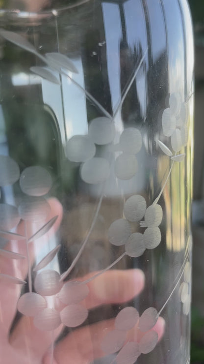 Glass Vase with Blossom Etchings