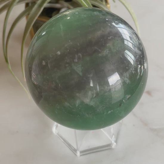 green fluorite crystal sphere natural home decor statement piece gift