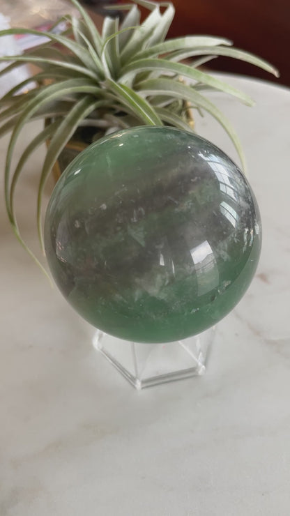 green fluorite crystal sphere natural home decor statement piece gift