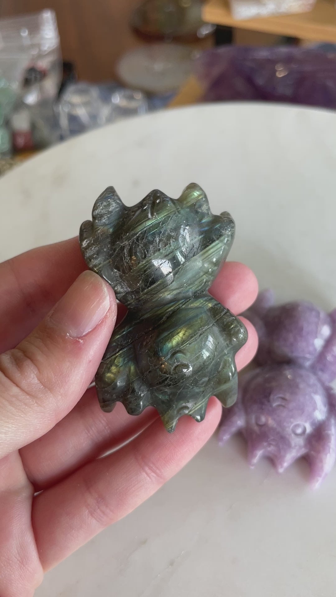 labradorite spider figurine spooky crystal spider carving gift for halloween lover jumping spider 