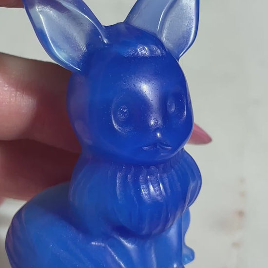 Pokémon figurine Evee carving opalite 
 Evee blue opalite display collectible blue pokemon gift for child Pokemon decor Evee stocking stuffer pokemon gift