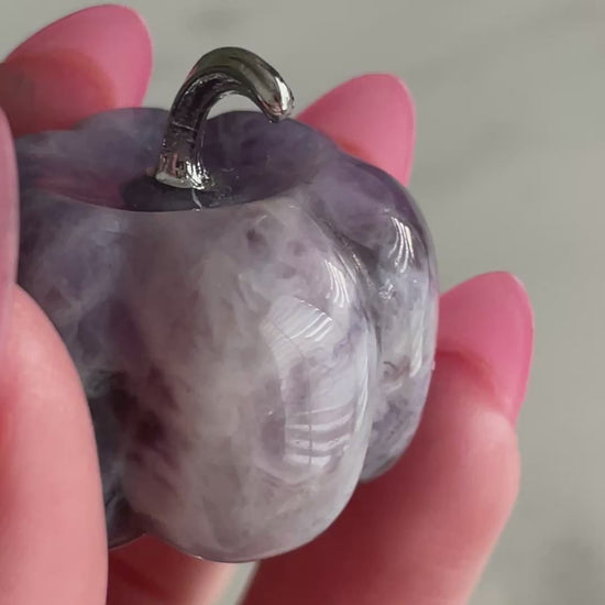 Pumpkin carving natural amethyst crystal display halloween crystal dream amethyst pumpkin carving polished crystal 1 inch pumpkin small purple pumpkin fall decor autumn display 