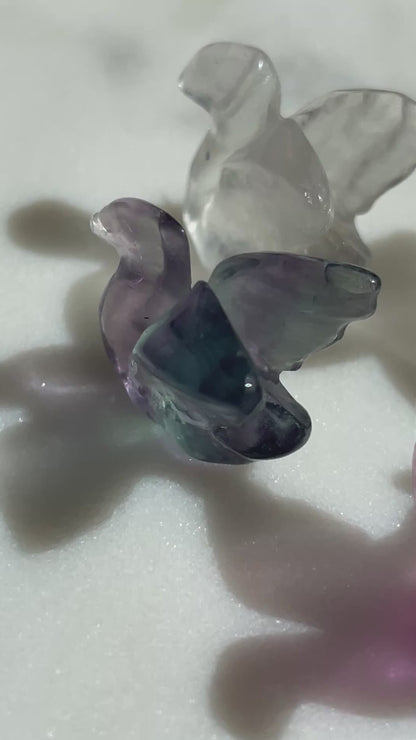 One (1) Mini Fluorite Crystal Carving | Swan | Intuitively Chosen