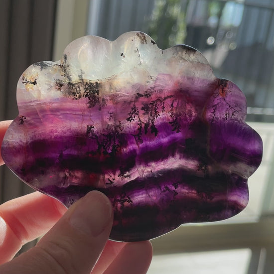 fluorite bowl fire quartz crystal purple pink crystal home decor sea shell dish ocean magic altar piece cancer gift for pisces ocean aesthetic