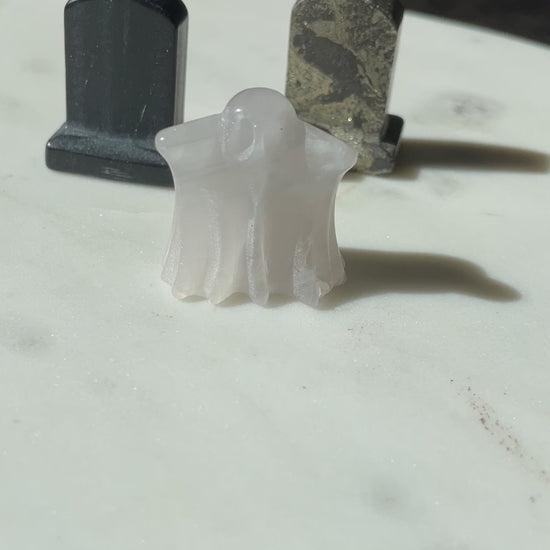 calcite ghost figurine spooky crystal carving gift for halloween lover