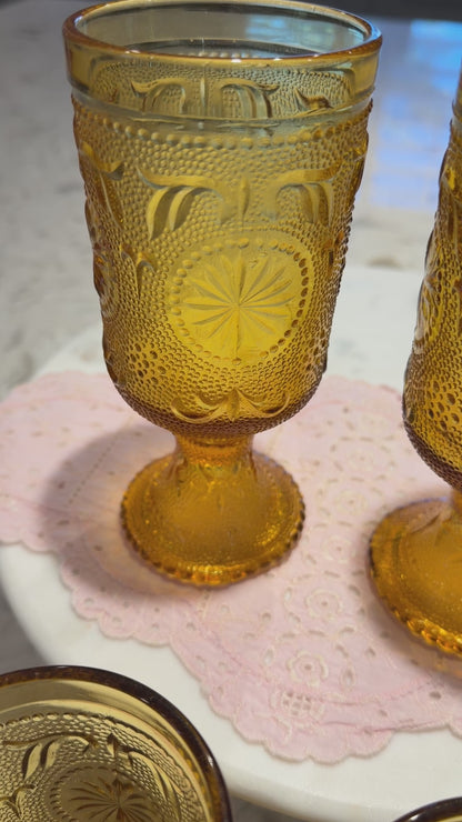 Amber Glass Goblets Brockway Glass Co American Concord | 1977-78 | Set of 6