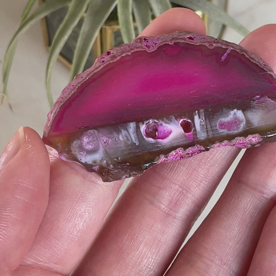 pink agate slice crystal slab gift