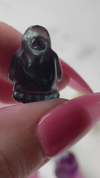 One (1) Mini Fluorite Crystal Carving | Penguin | Intuitively Chosen