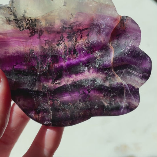 fluorite bowl fire quartz crystal purple pink crystal home decor sea shell dish ocean magic altar piece cancer gift for pisces ocean aesthetic