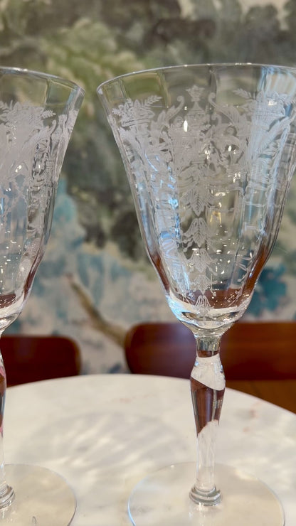 Vintage Morgantown “Milan” Water Goblets (Stem 7668) Set of 2 | circa 1920s-1930s | Made in U.S.A