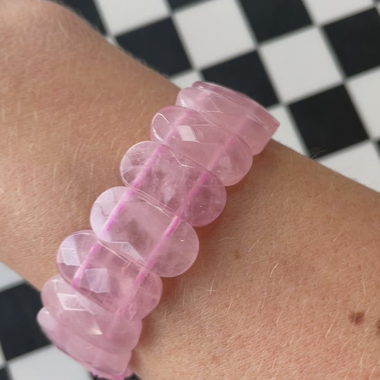 rose quartz crystal bracelet hand carved crystal jewelry gift for friend spiritual gift rock minerals healing crystal gift for witch gift for girlfriend gift for wife