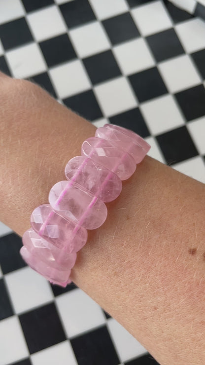 rose quartz crystal bracelet hand carved crystal jewelry gift for friend spiritual gift rock minerals healing crystal gift for witch gift for girlfriend gift for wife