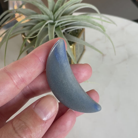 blue aventurine crescent moon crystal carving gift