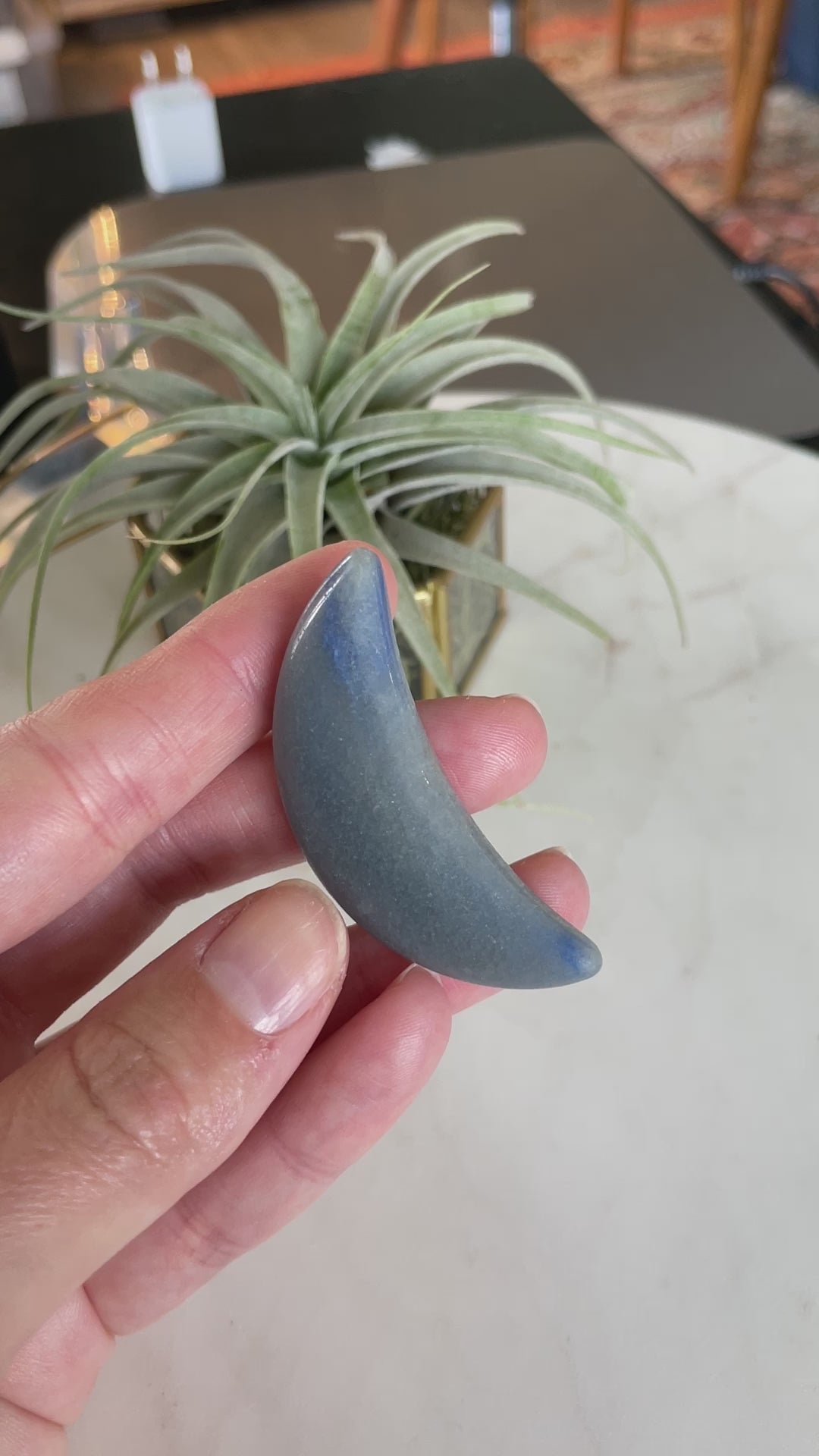 blue aventurine crescent moon crystal carving gift