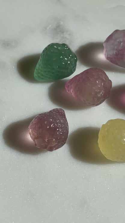 One (1) Mini Fluorite Crystal Carving | Strawberry | Intuitively Chosen